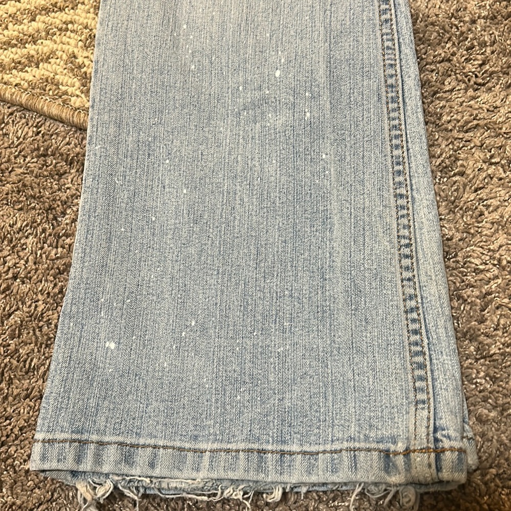 Mossino blue flare distressed jeans